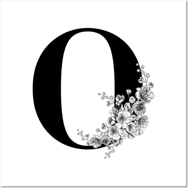 O alphabet Botanical cherry blossom sakura flowers Wall Art by JunThara